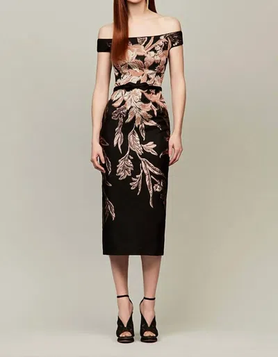 Audrey + Brooks Off-the-shoulder Dress In Black Multi