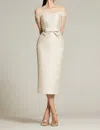 Audrey + Brooks Off-the-shoulder Dress In Champagne In White