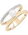 AUDREY BY AURATE CULTURED FRESHWATER PEARL (5MM) & DIAMOND (1/6 CT. T.W.) OPENWORK DOUBLE ROW RING IN GOLD VERMEIL, C