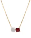 AUDREY BY AURATE CULTURED FRESHWATER PEARL (5MM) & RHODOLITE (5/8 CT. T.W.) TWO STONE ADJUSTABLE 18" PENDANT NECKLACE