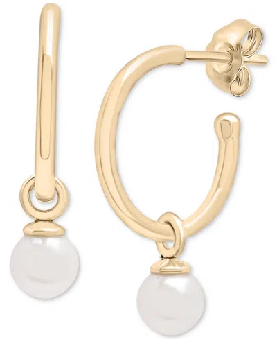Audrey By Aurate Cultured Freshwater Pearl (5mm) Dangle Small Hoop Earrings In Gold Vermeil, Created For Macy's