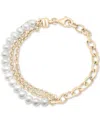 AUDREY BY AURATE CULTURED FRESHWATER PEARL (5MM) TRIPLE & SINGLE LINK BRACELET IN GOLD VERMEIL, CREATED FOR MACY'S