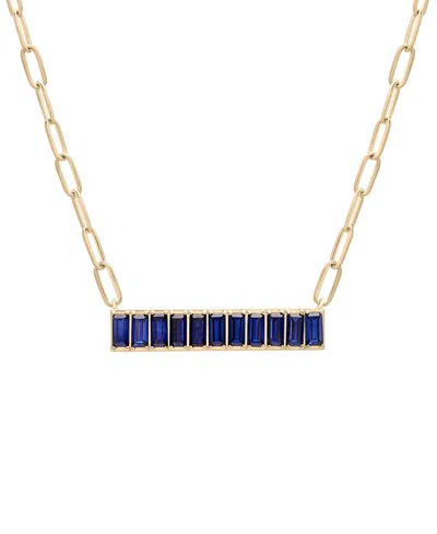 Audrey By Aurate Nano Emerald Color Baguette Bar Pendant Necklace (1 Ct. T.w.) In Gold Vermeil, 17" (also In Nano Whi In Blue