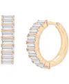 AUDREY BY AURATE NANO EMERALD COLOR SMALL HOOP EARRINGS (1-1/2 CT. T.W.) IN GOLD VERMEIL, (ALSO IN NANO WHITE SAPPHIR