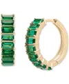 AUDREY BY AURATE NANO EMERALD COLOR SMALL HOOP EARRINGS (1-1/2 CT. T.W.) IN GOLD VERMEIL, (ALSO IN NANO WHITE SAPPHIR