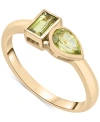 AUDREY BY AURATE PERIDOT (3/8 CT. T.W.) & GREEN TOURMALINE RING (1/3 CT. T.W.) BEZEL RING IN GOLD VERMEIL, (ALSO AVAI