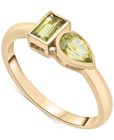 Audrey By Aurate Peridot (3/8 Ct. T.w.) & Green Tourmaline Ring (1/3 Ct. T.w.) Bezel Ring In Gold Vermeil, (also Avai In Peridot  Green Tourmaline