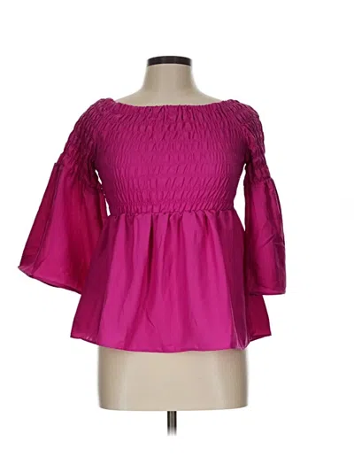 Audrey Lane 3/4 Sleeve Blouse In Pink
