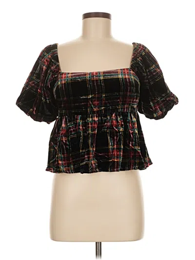 Pre-owned Audrey Parks X Francesca's Short Sleeve Blouse In Black
