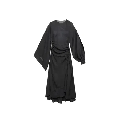 Audrey Vallens Women's Black Miss Av Asymmetric Chiffon Dress