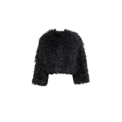 Audrey Vallens Women's Black Miss Av Crop Fur Jacket