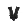 Audrey Vallens Women's Black Miss Av Ruffled Chiffon Bodysuit In Black
