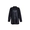 Audrey Vallens Women's Black Phoenix Oversize Leather Shirt In Black