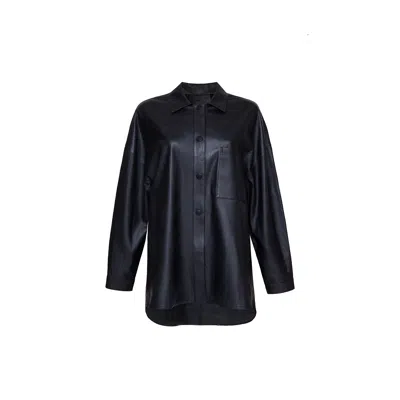 Audrey Vallens Women's Black Phoenix Oversize Leather Shirt