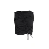 Audrey Vallens Women's Black Spades 2 Gathered Seam Vest Cotton In Black