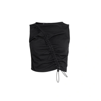Audrey Vallens Women's Black Spades 2 Gathered Seam Vest Cotton