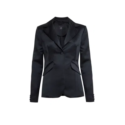 Audrey Vallens Women's Black Venus Double Satin Blazer
