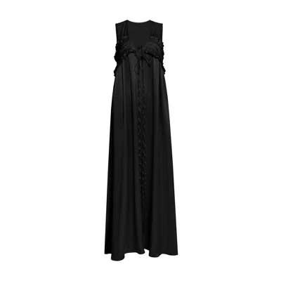 Audrey Vallens Women's Black Venus Silk Maxi Dress