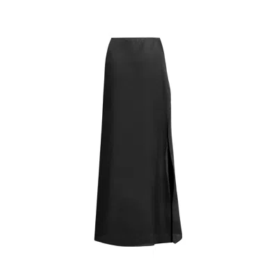 Audrey Vallens Women's Black Venus Silk Maxi Skirt