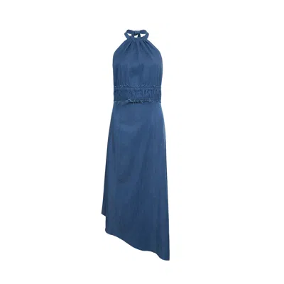 Audrey Vallens Women's Blue Denim Affair Asymmetric Dress