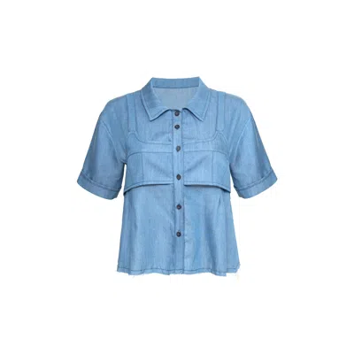 Audrey Vallens Women's Blue Denim Affair Tencel Bralette Shirt