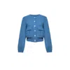 Audrey Vallens Women's Blue Miss Av Jacquard Bomber Jacket In Blue