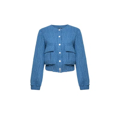 Audrey Vallens Women's Blue Miss Av Jacquard Bomber Jacket