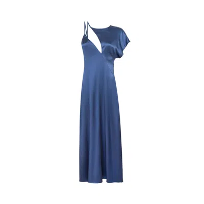 Audrey Vallens Women's Blue Miss Av Silk Dress