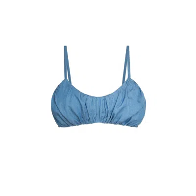 Audrey Vallens Women's Blue Pleated Tencel Bralette