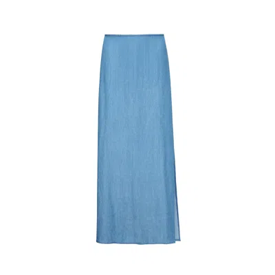 Audrey Vallens Women's Blue Urban Maxi Tencel Skirt
