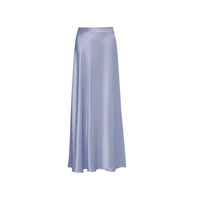 Audrey Vallens Women's Blue Venus Satin Maxi Skirt