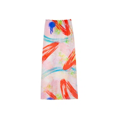 Audrey Vallens Women's Brush Stroke Mesh Skirt In Multi