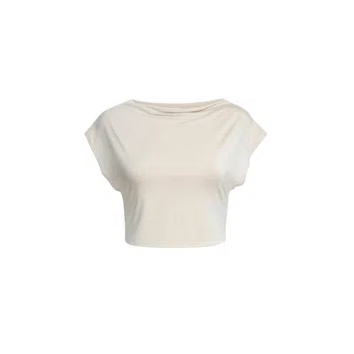 Audrey Vallens Women's Neutrals Bamboo Crop Top In White