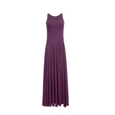 Audrey Vallens Women's Purple Bamboo Midi Dress - Plum