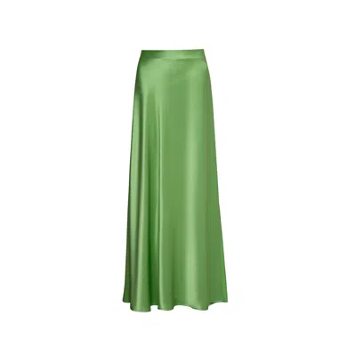 Audrey Vallens Women's Venus Satin Maxi Skirt - Green