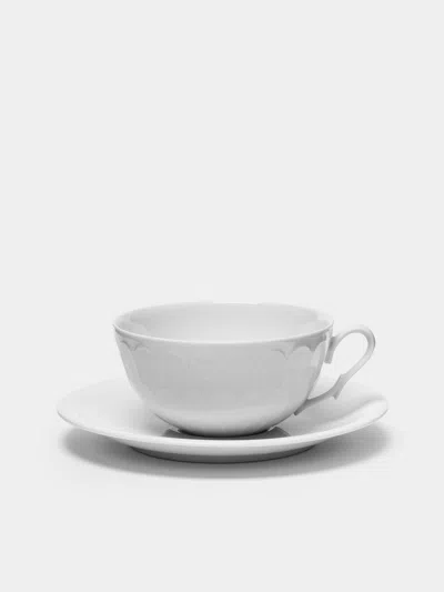 Augarten 1929 Josef Hoffmann Atlantis Porcelain Teacup And Saucer  Abask Luxury Gift In White