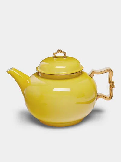 Augarten Belvedere Hand-painted Porcelain Teapot  Abask Luxury Gift In Yellow