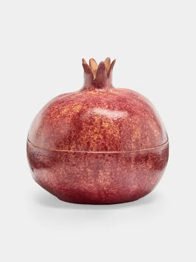 Augarten Hand-painted Porcelain Pomegranate Dish In Red