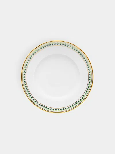 Augarten Leafed Edge Hand-painted Porcelain Bread Plate  Abask Luxury Gift In White