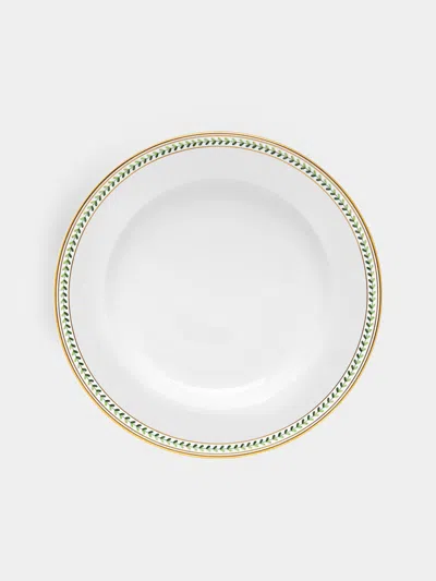 Augarten Leafed Edge Hand-painted Porcelain Dinner Plate  Abask Luxury Gift In White