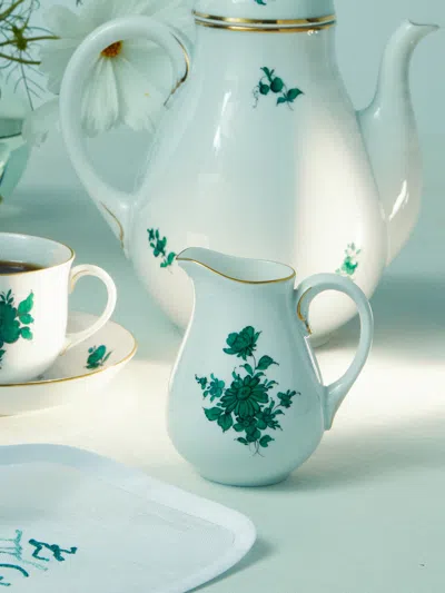 Augarten Maria Theresia Hand-painted Porcelain Creamer  Abask Luxury Gift In Green