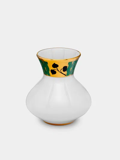 Augarten Secession Hand-painted Porcelain Compact Vase  Abask Luxury Gift In Green