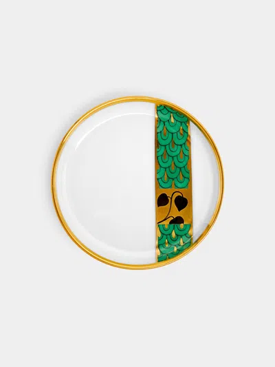 Augarten Secession Hand-painted Porcelain Saucer  Abask Luxury Gift In Green