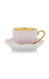 Augarten Wien Porcelain Coffee Cup And Saucer In Pink