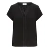 Auguri Women's Contrast Stitch Black Blouse In Black