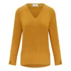 Auguri Women's Yellow Mustard Jersey Top In Yellow