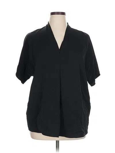 Pre-owned August 1 Eight Short Sleeve Blouse In Black