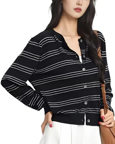 August 1987 Wool & Silk-blend Cardigan In Black