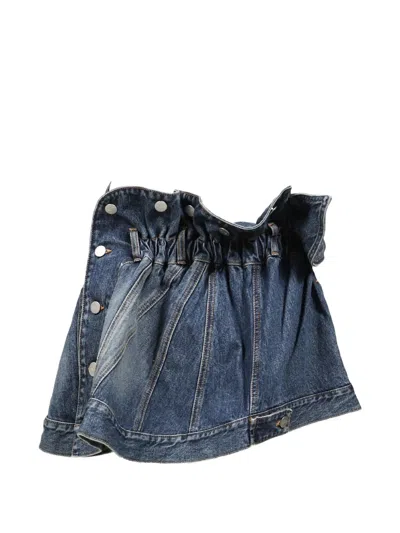 August Barron Belted Asymmetric Mini Skirt In Blue