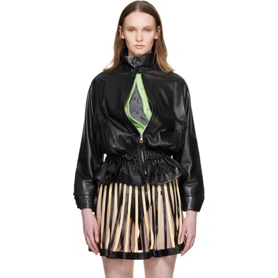 August Barron Black Twisted Leather Jacket